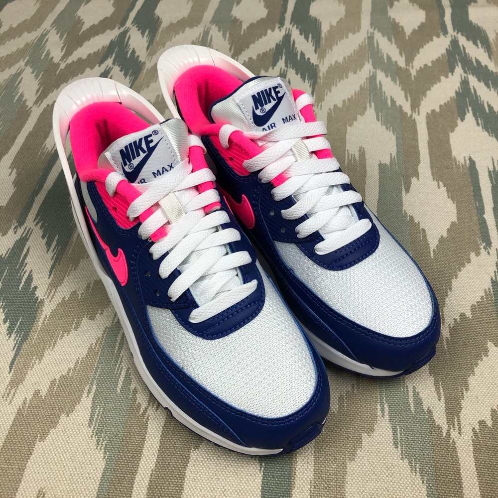 Nike Air Max 90 FlyEase Blue Pink Youth Sneakers - Picture 3 of 12